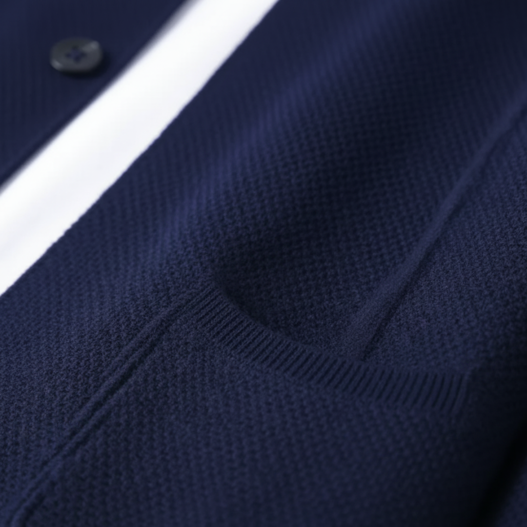 Cardigan Uomo con Bottoni e Colletto in Filato