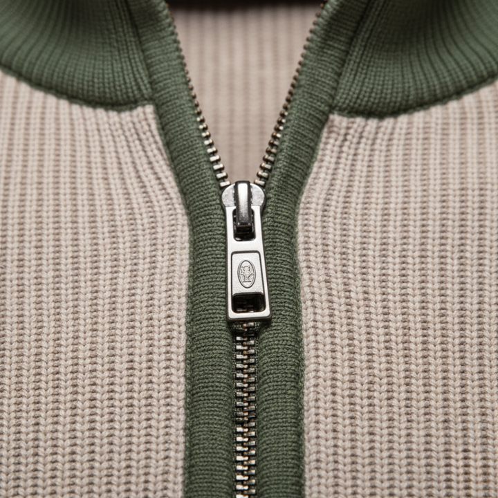 Maglione Uomo Collo Zip Materiale Misto