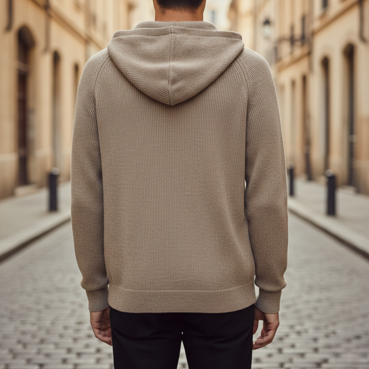 Cardigan Uomo con Cappuccio in Maglia Disponibile