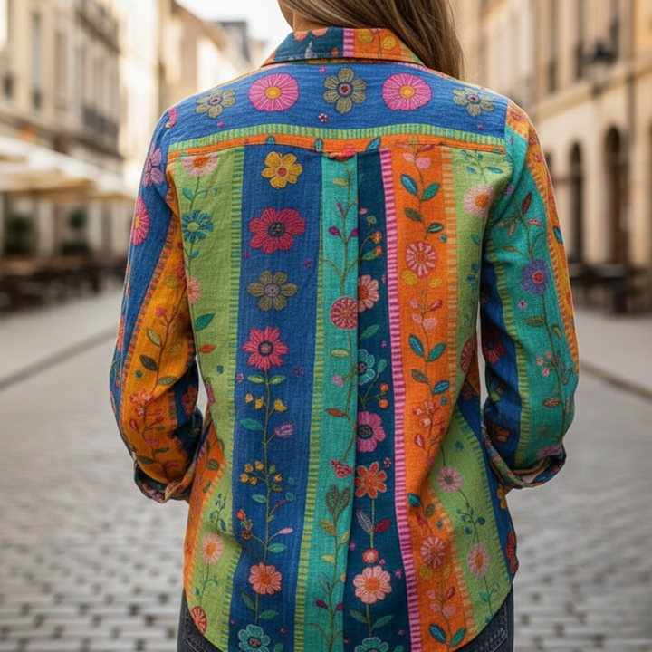 Camicia Donna a Maniche Lunghe con Motivo Floreale