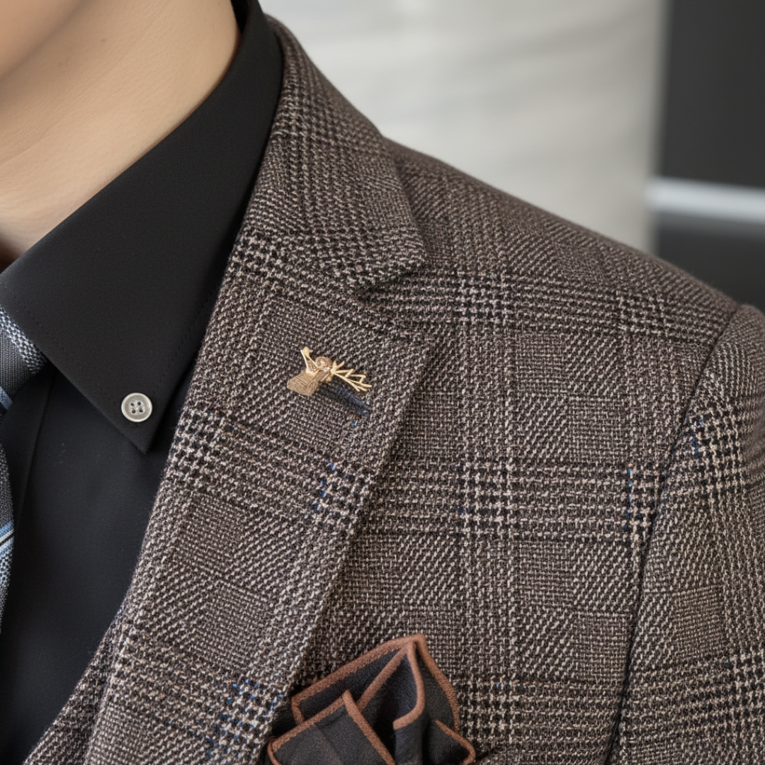 Herrenanzug 3-teilig aus kariertem Stoff