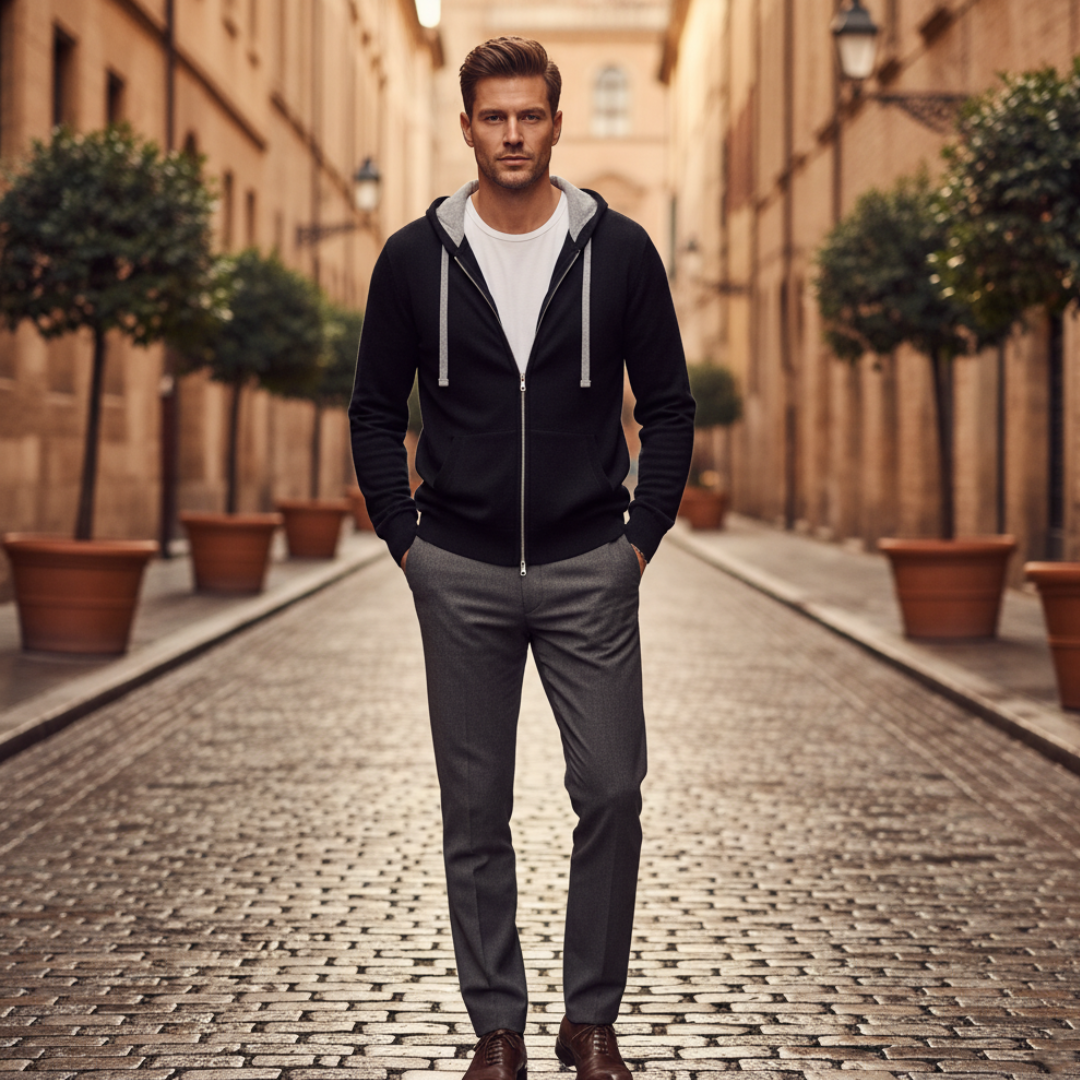 Pullover Uomo Girocollo Trama Melange