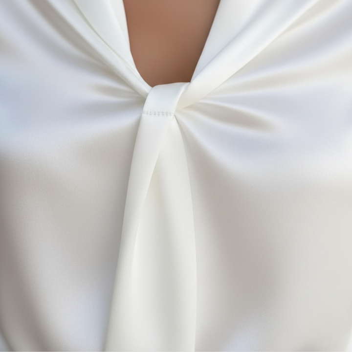 Blusa Satinata Donna Maniche Lunghe Colletto Materiale Setoso