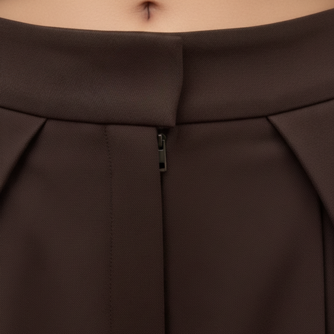 Pantaloni Donna Pleated Fascia Alta Tessuto