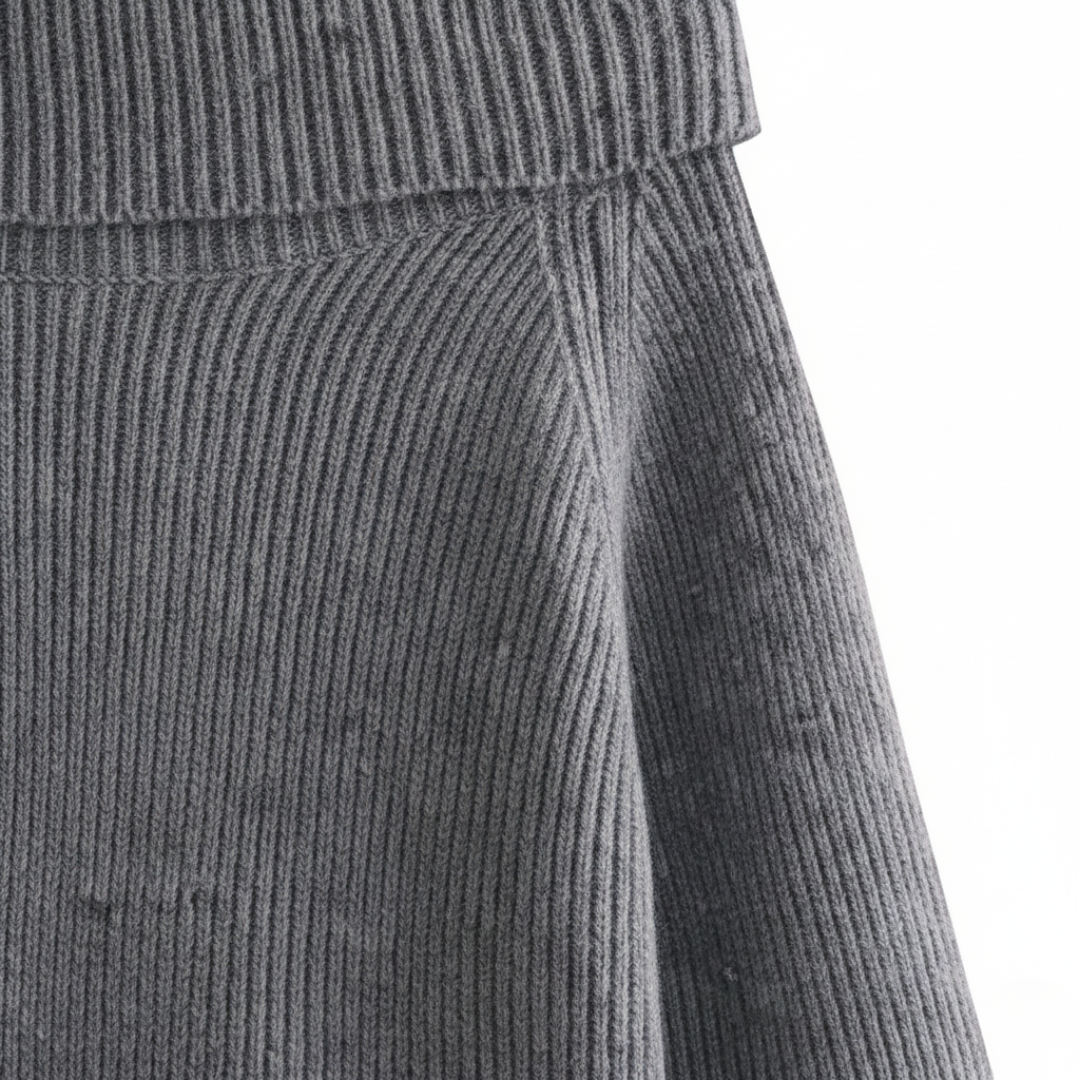 Maglia Donna Spalle Scoperte a Coste Misto Tessuti