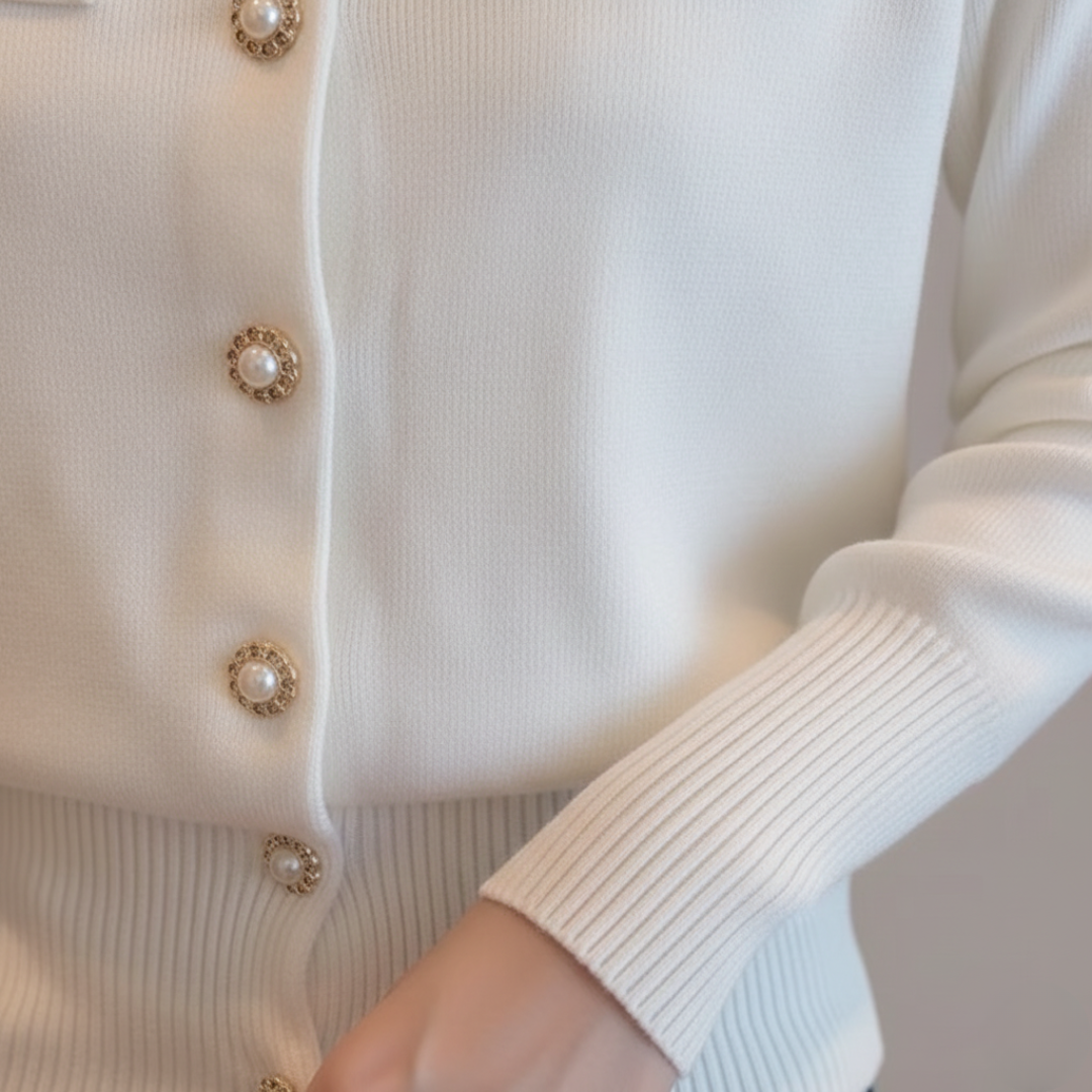 Cardigan Donna con Bottoni in Tessuto Misto