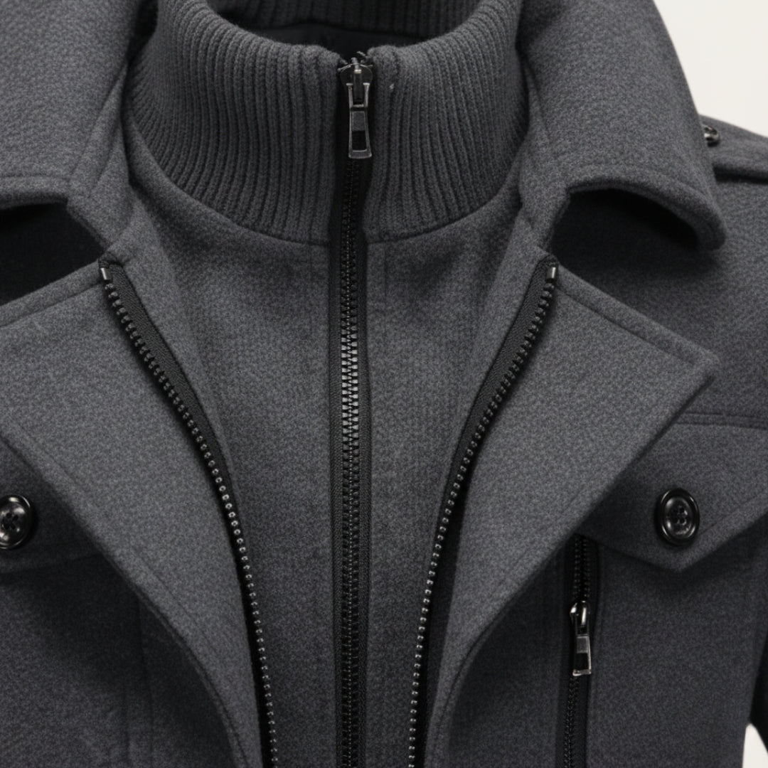 Men's Winter Wool Coat with Bib