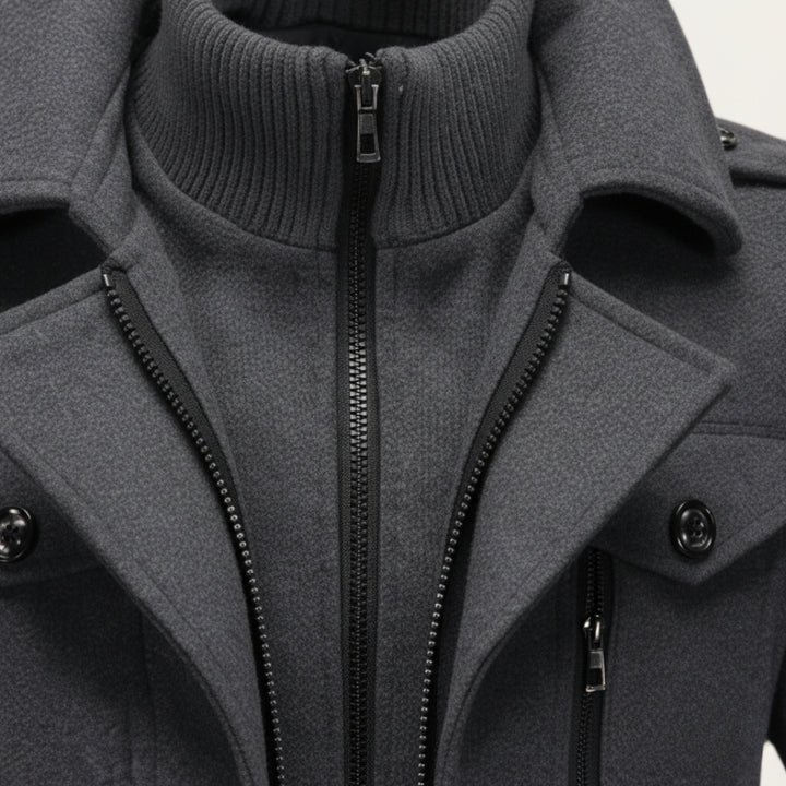 Men's Winter Wool Coat with Bib