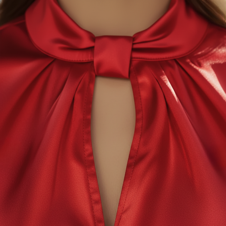 Blusa Donna Collo Alto Simile Seta