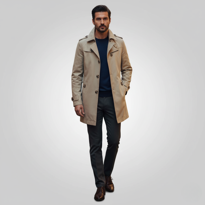 Trench Cappotto Uomo Casual Medio Lungo