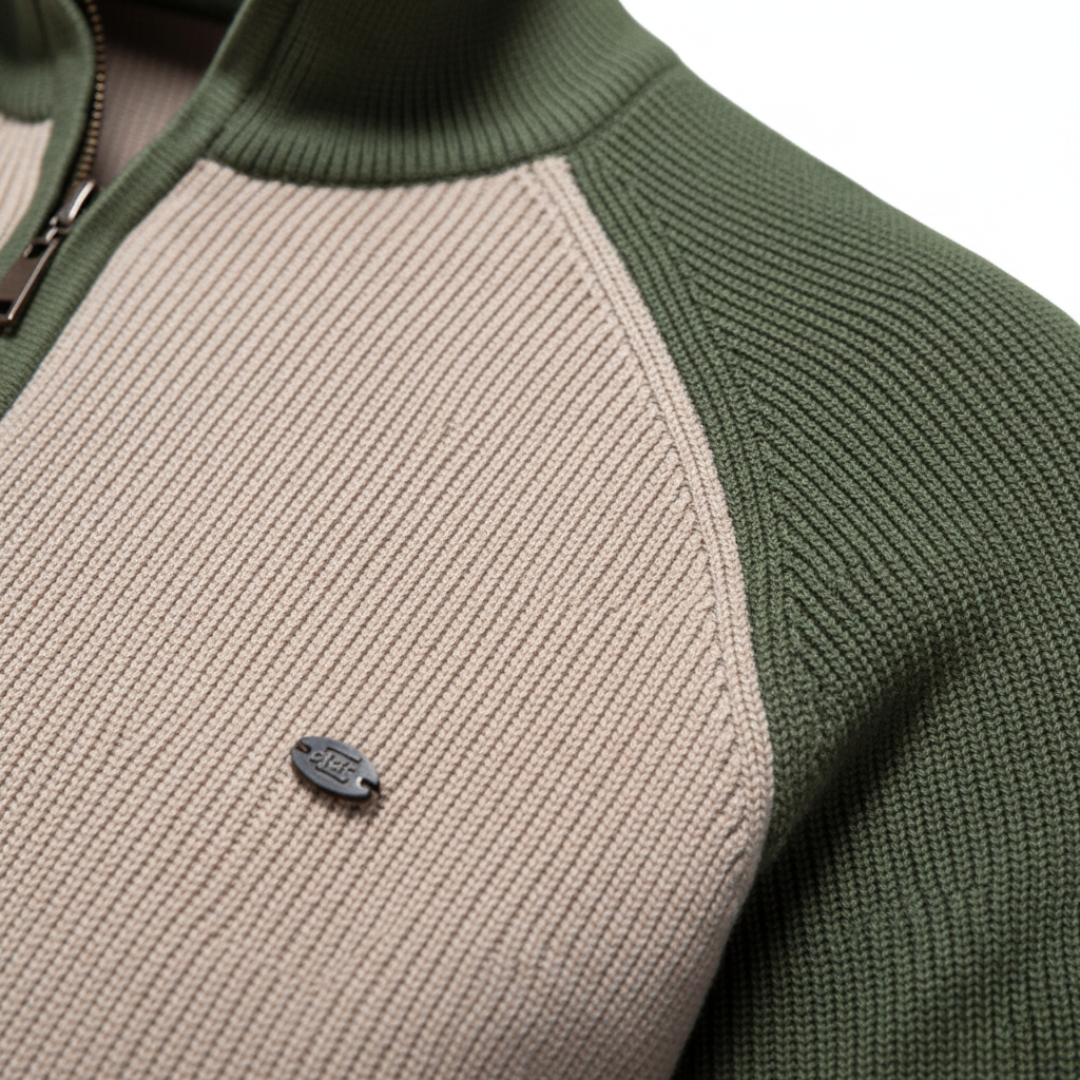 Maglione Uomo Collo Zip Materiale Misto