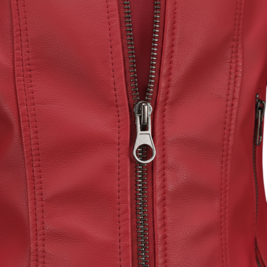 Giacca Donna in Ecopelle con Zip Frontale