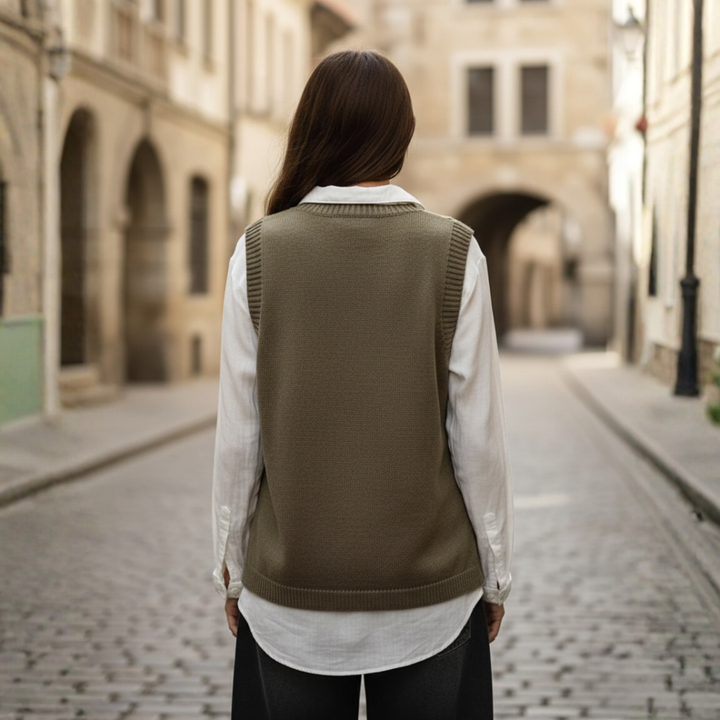 Gilet Maglia Donna Lana Acrilico Bottoni Colorati