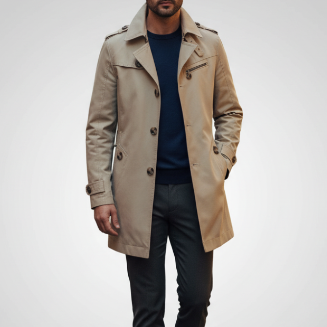 Trench Cappotto Uomo Casual Medio Lungo