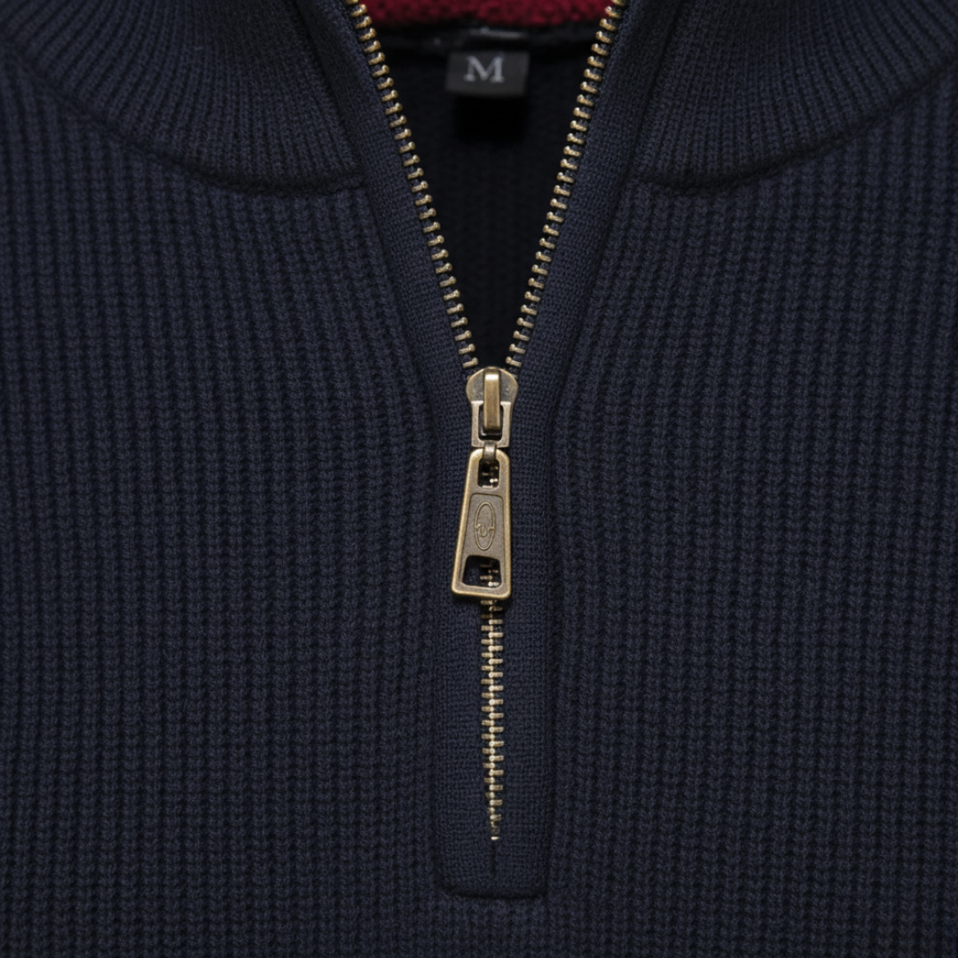 Maglione da uomo con colletto alto e mezzo zip