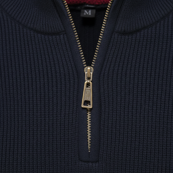 Maglione da uomo con colletto alto e mezzo zip