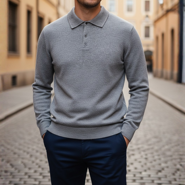 Maglia Polo Uomo a Maniche Lunghe in Materiale di Alta Qualità