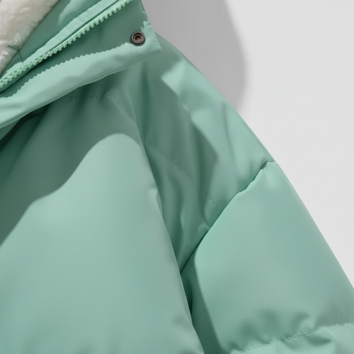 Women's Down Jacket with Hood Synthetic Fur Waterproof