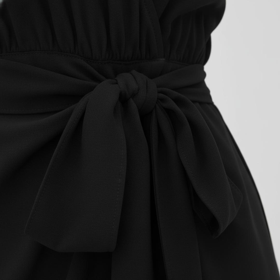 Vestito Donna in Tessuto Strutturato con Scollo a V