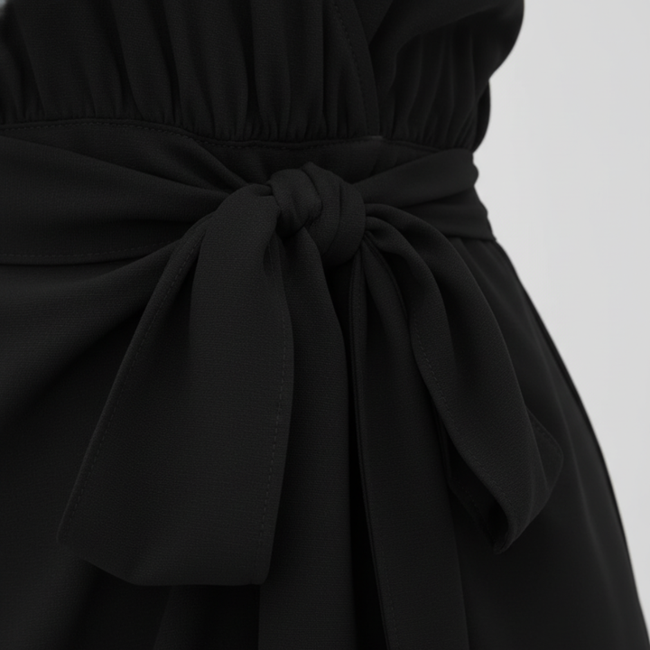 Vestito Donna in Tessuto Strutturato con Scollo a V