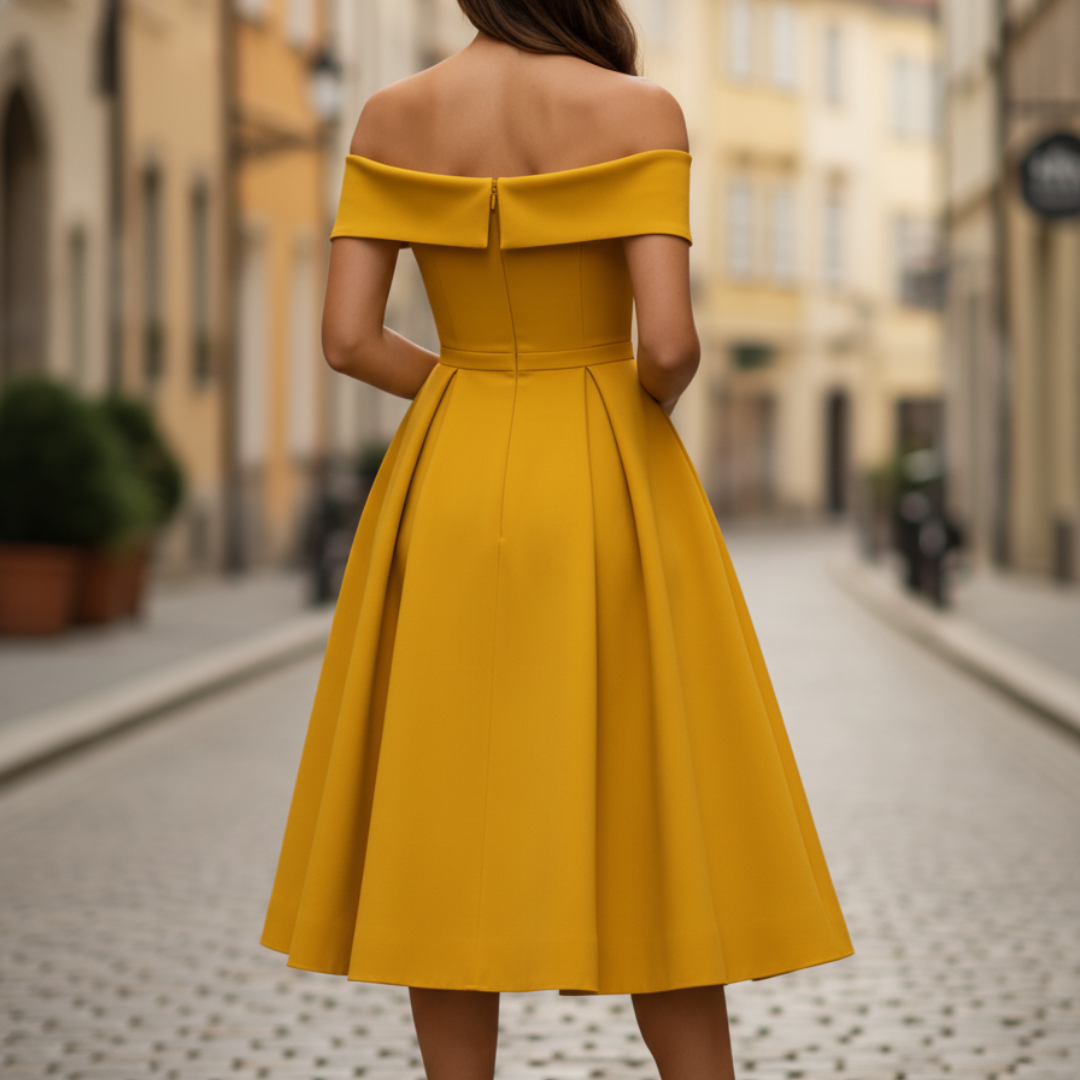 Abito Donna Senza Spalline con Gonna a Ruota