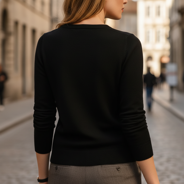 Maglione da donna girocollo basic a maniche lunghe in fine maglia