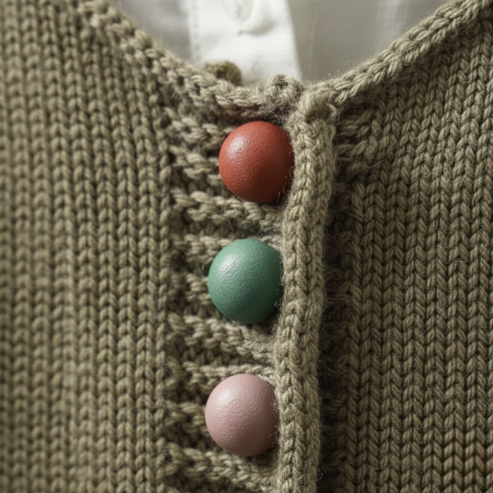 Gilet Maglia Donna Lana Acrilico Bottoni Colorati