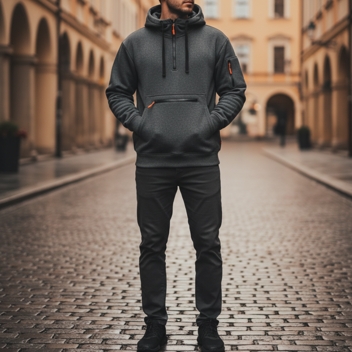 Felpa Uomo Cappuccio Tecnica con Tasche Zip