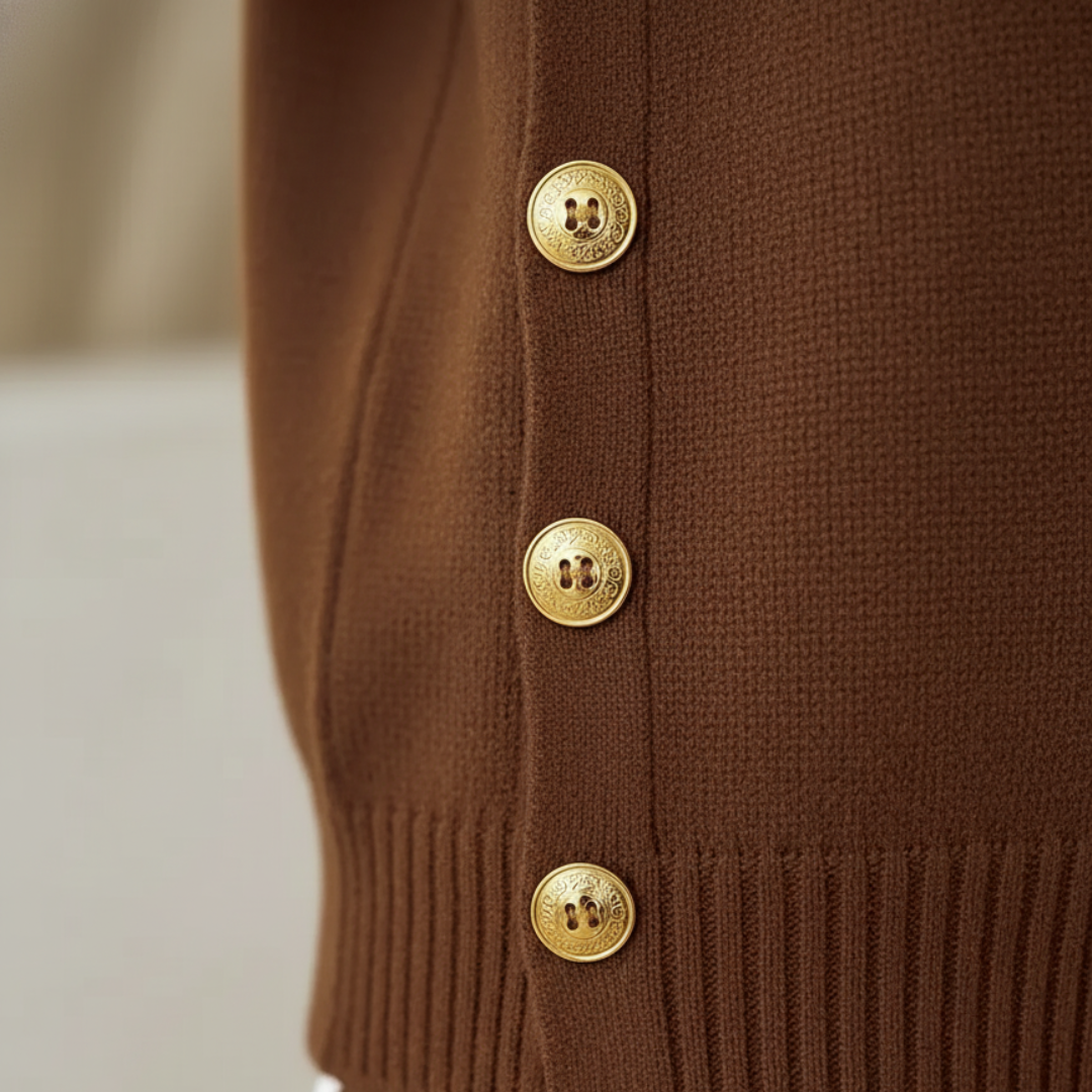 Maglione Donna con Bottoni Oro Girocollo