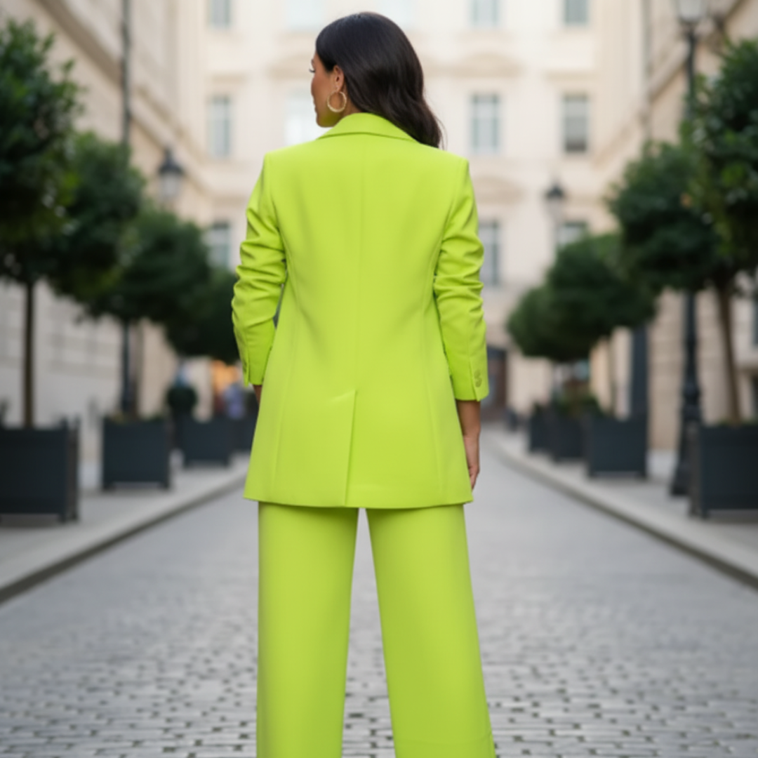 Tailleur Completo Donna Pantaloni e Blazer in Materiale di Qualità