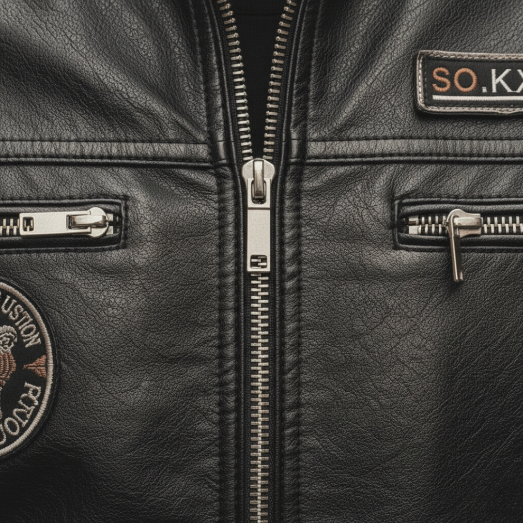 Herren Biker Lederjacke mit Reißverschluss