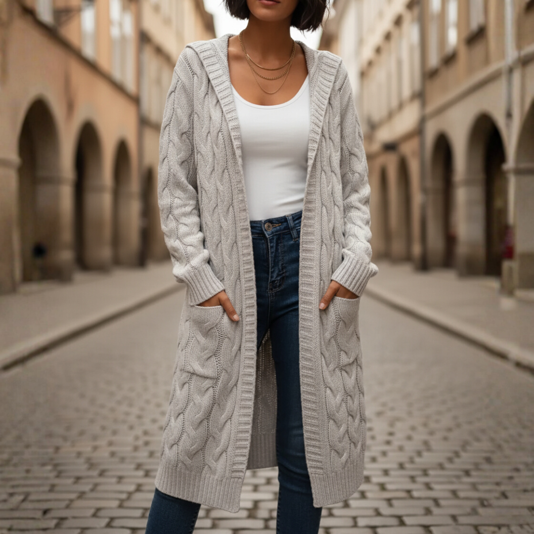 Cardigan Donna Lungo Con Tasche