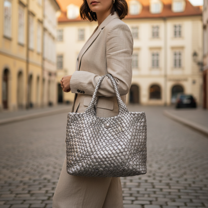 Women's Woven Leather Tote Bag