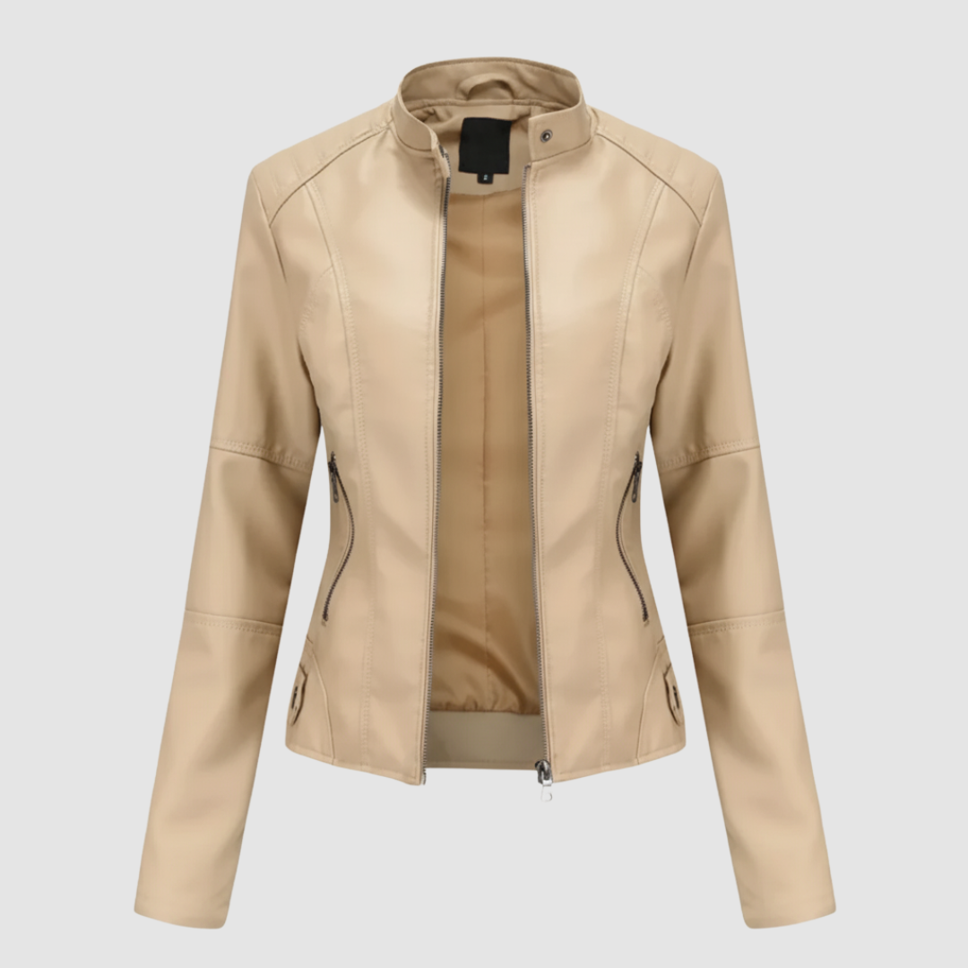 Giacca biker da donna con colletto alla coreana