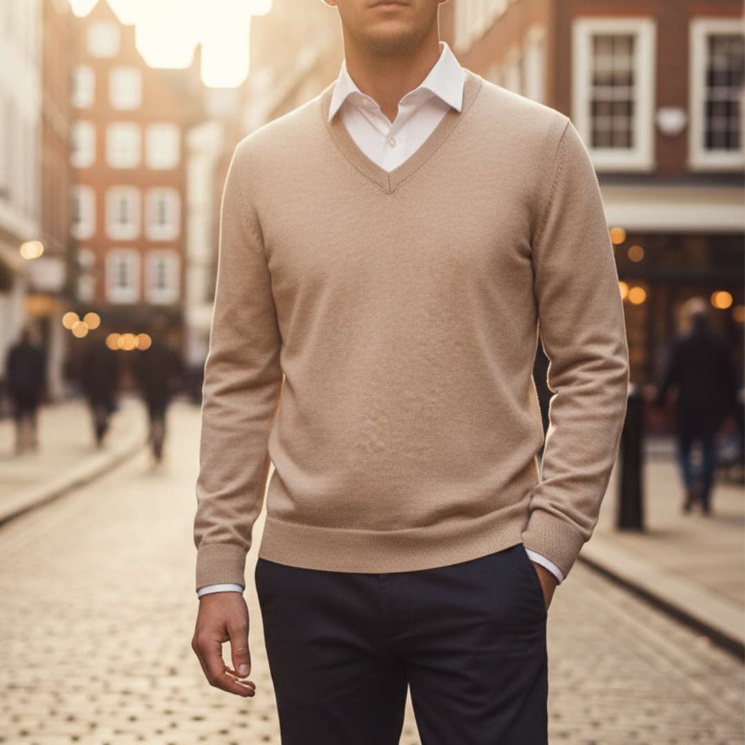 Maglione Uomo Collo a V Tessuto Morbido