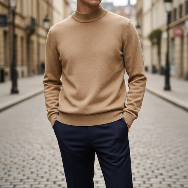 Maglione Uomo Collo Alto Maniche Lunghe