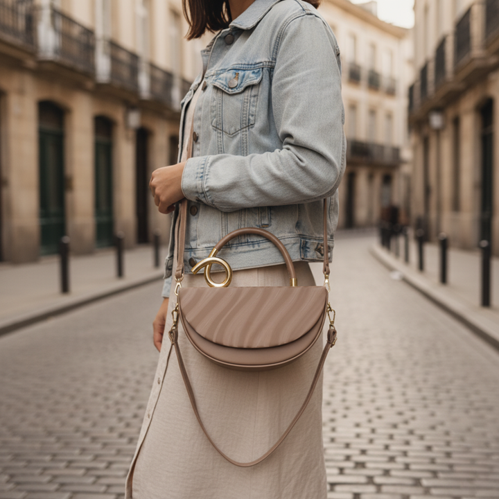 Women's Handbag with Gold Handle