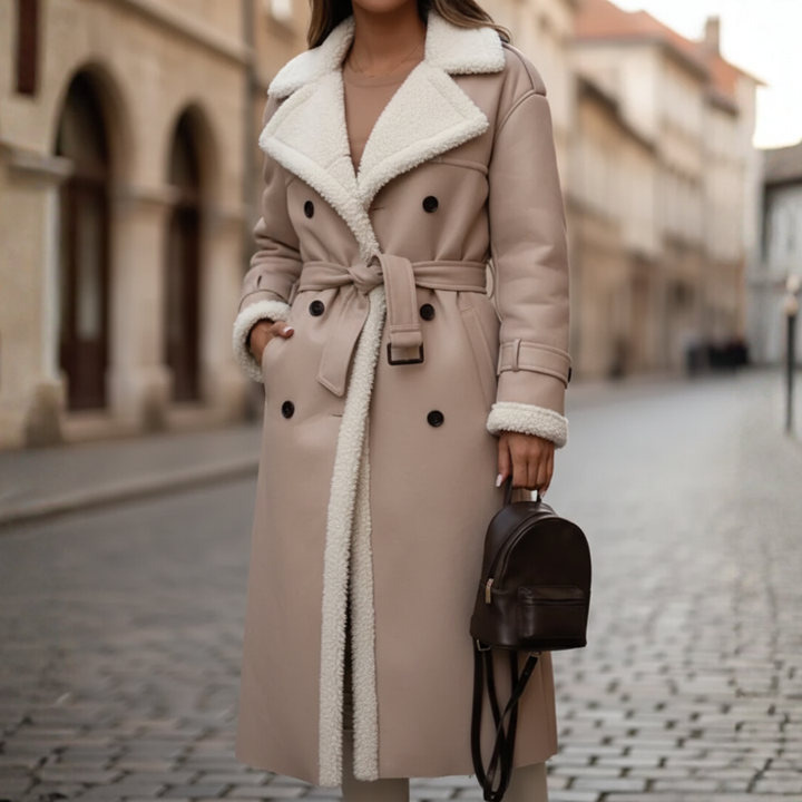 Cappotto Donna Pelle con Cappuccio Pelliccia Sintetica