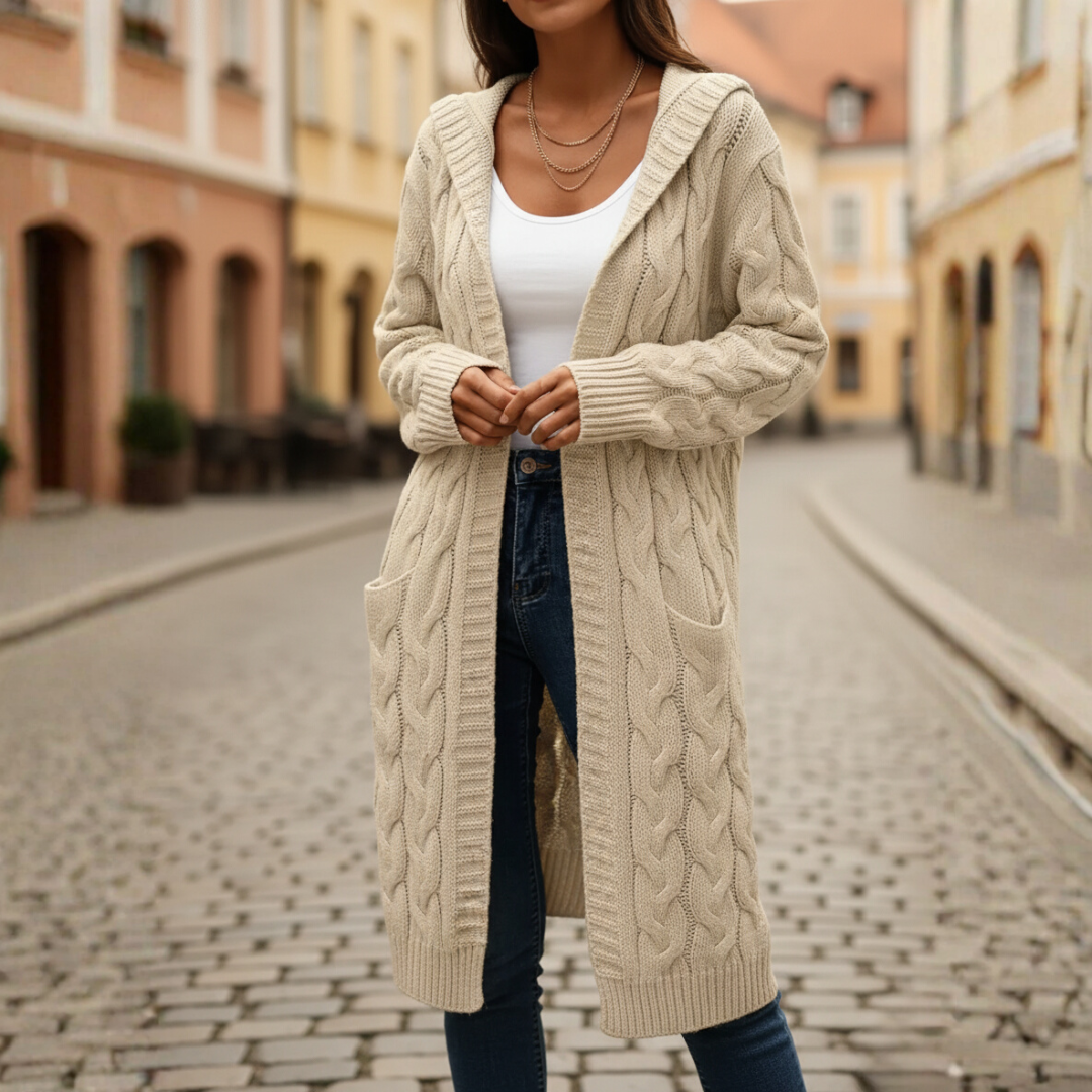 Cardigan Donna Lungo Con Tasche
