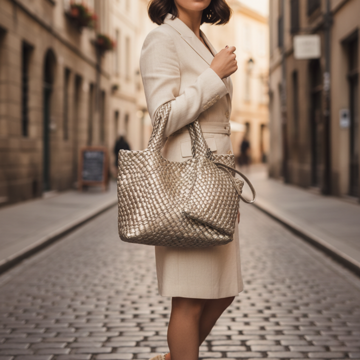 Women's Woven Leather Tote Bag