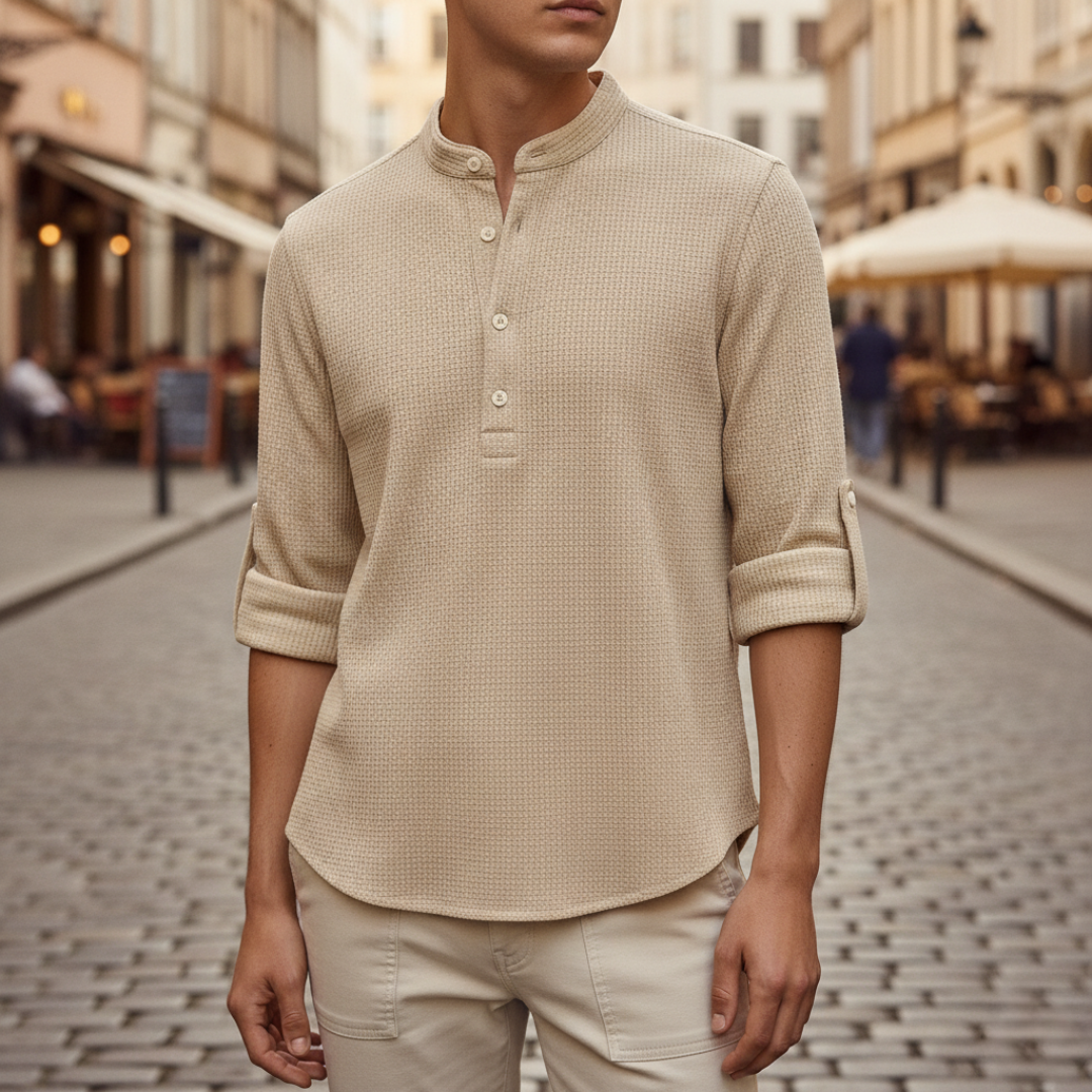 Maglia Henley Uomo in Nido d’Ape Beige