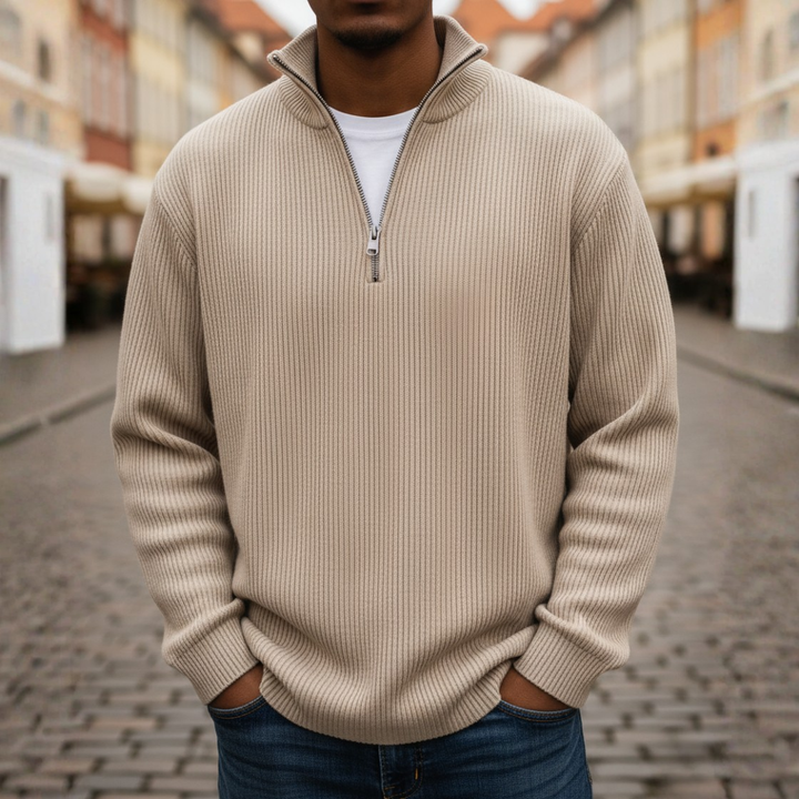 Maglione Uomo Collo Alto Zip in Maglia