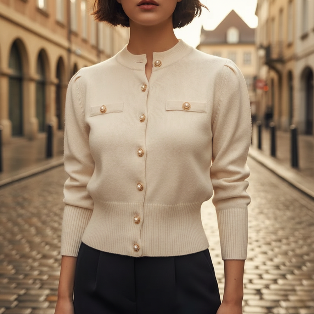 Cardigan Donna con Bottoni in Tessuto Misto