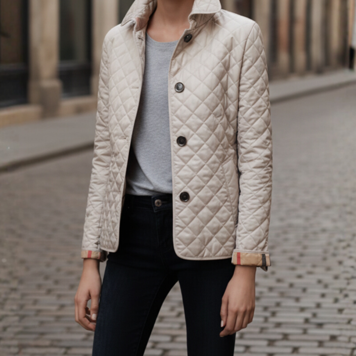 Giacca Donna Trapuntata Diamante Bottoni Leggera