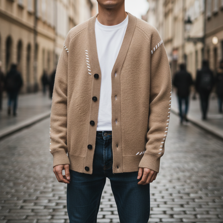 Cardigan Uomo in Tessuto con Bottoni