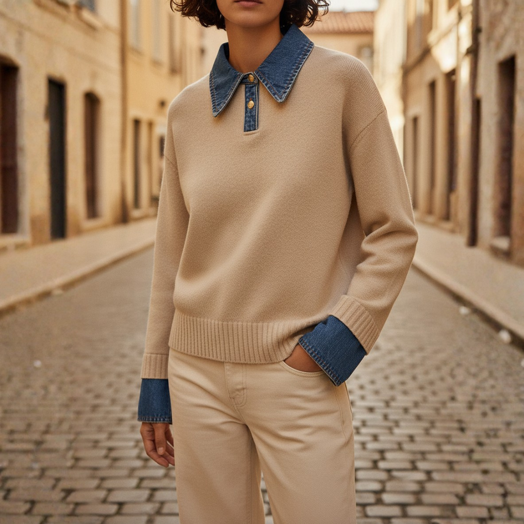 Maglione Donna in con Collo in Denim