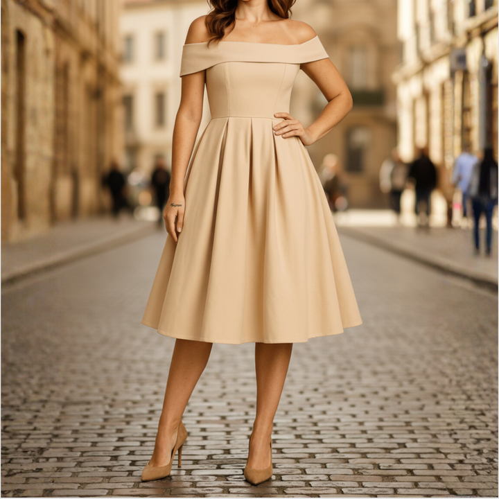 Abito Donna Senza Spalline con Gonna a Ruota