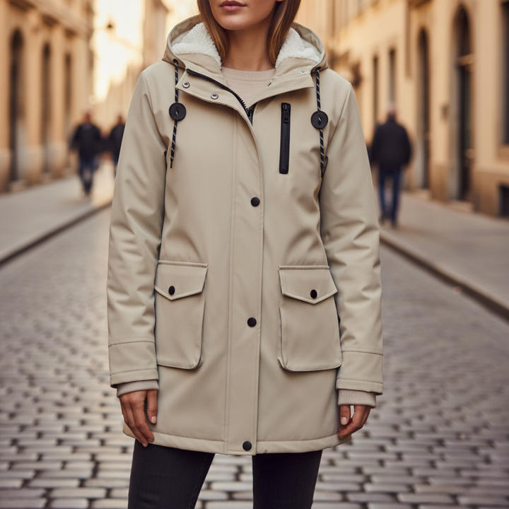 Giacca Donna Impermeabile Cappuccio Materiale Resistente