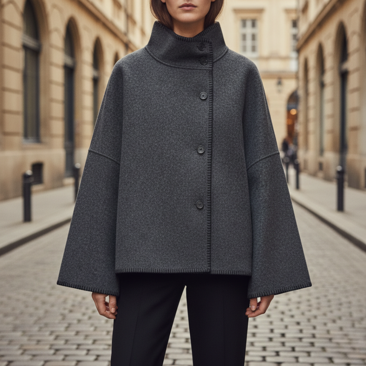 Cappotto Donna Oversize Elegante Tessuto Misto