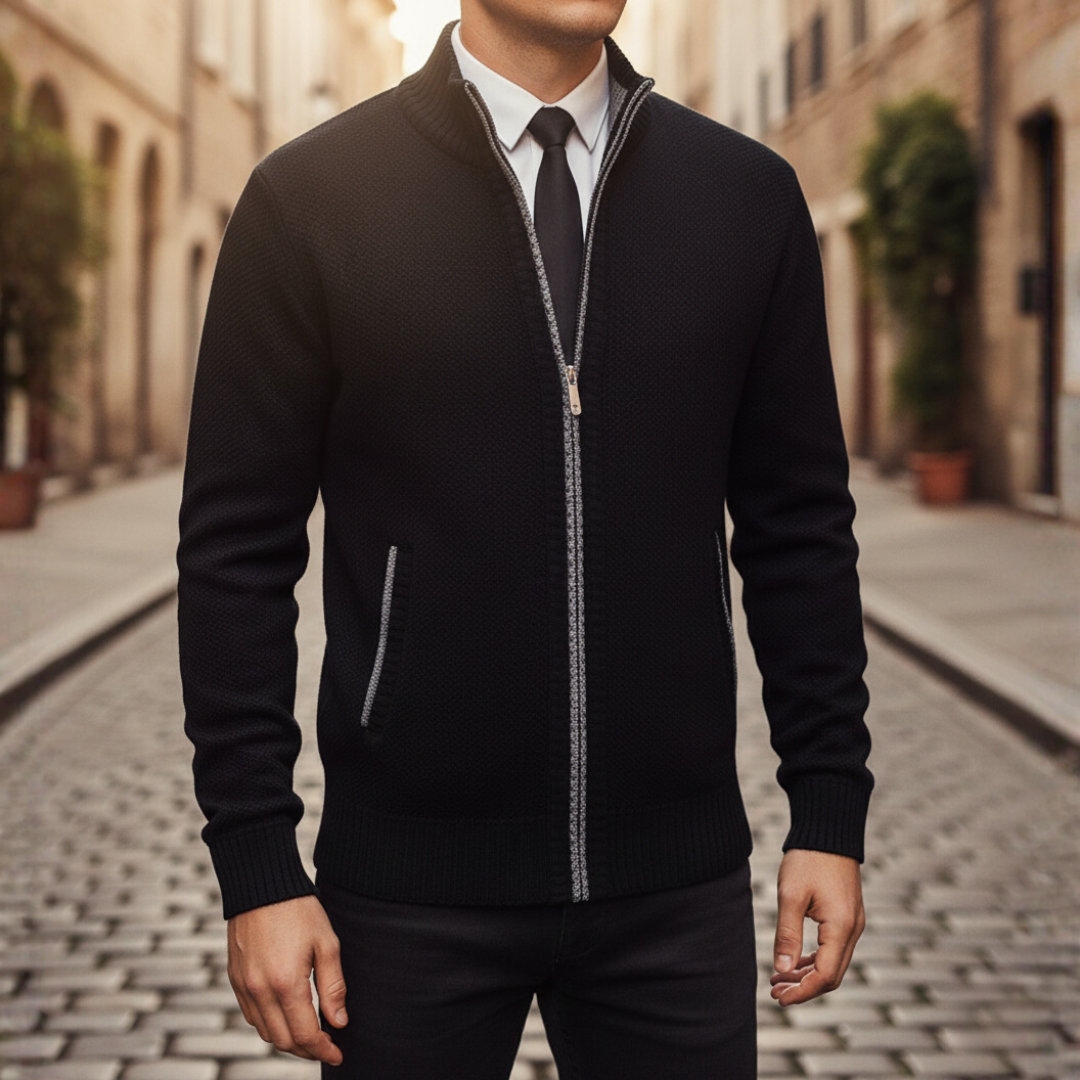 Maglione Uomo con Zip in Materiale Morbido